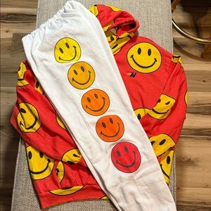 Aviator‎ Nation Smiley Repeat Hoodie Medium & Smiley Sunrise Sweatpants Small